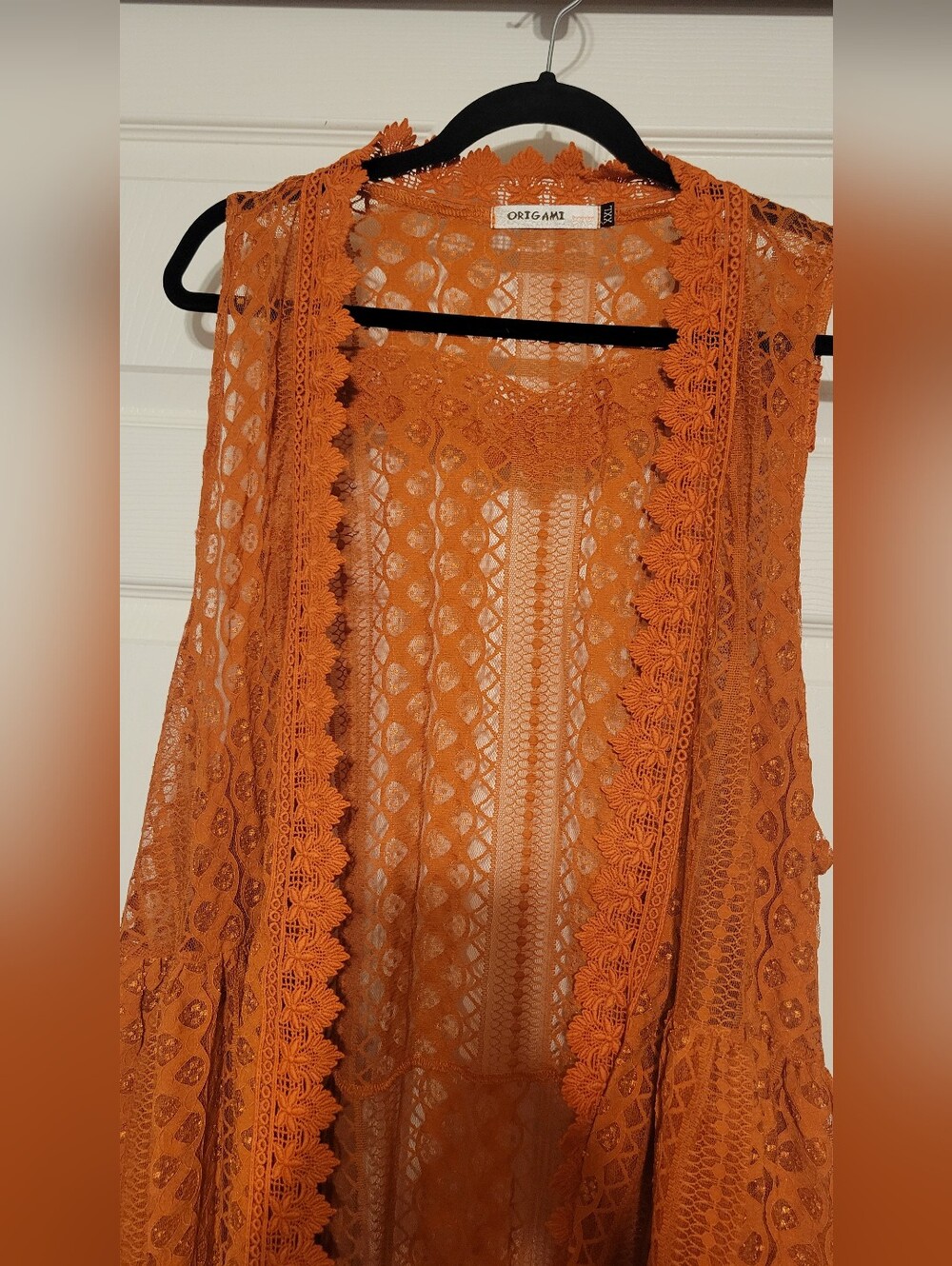 Origami by Vivian Burnt Orange Lace Duster - Picture 3 of 6